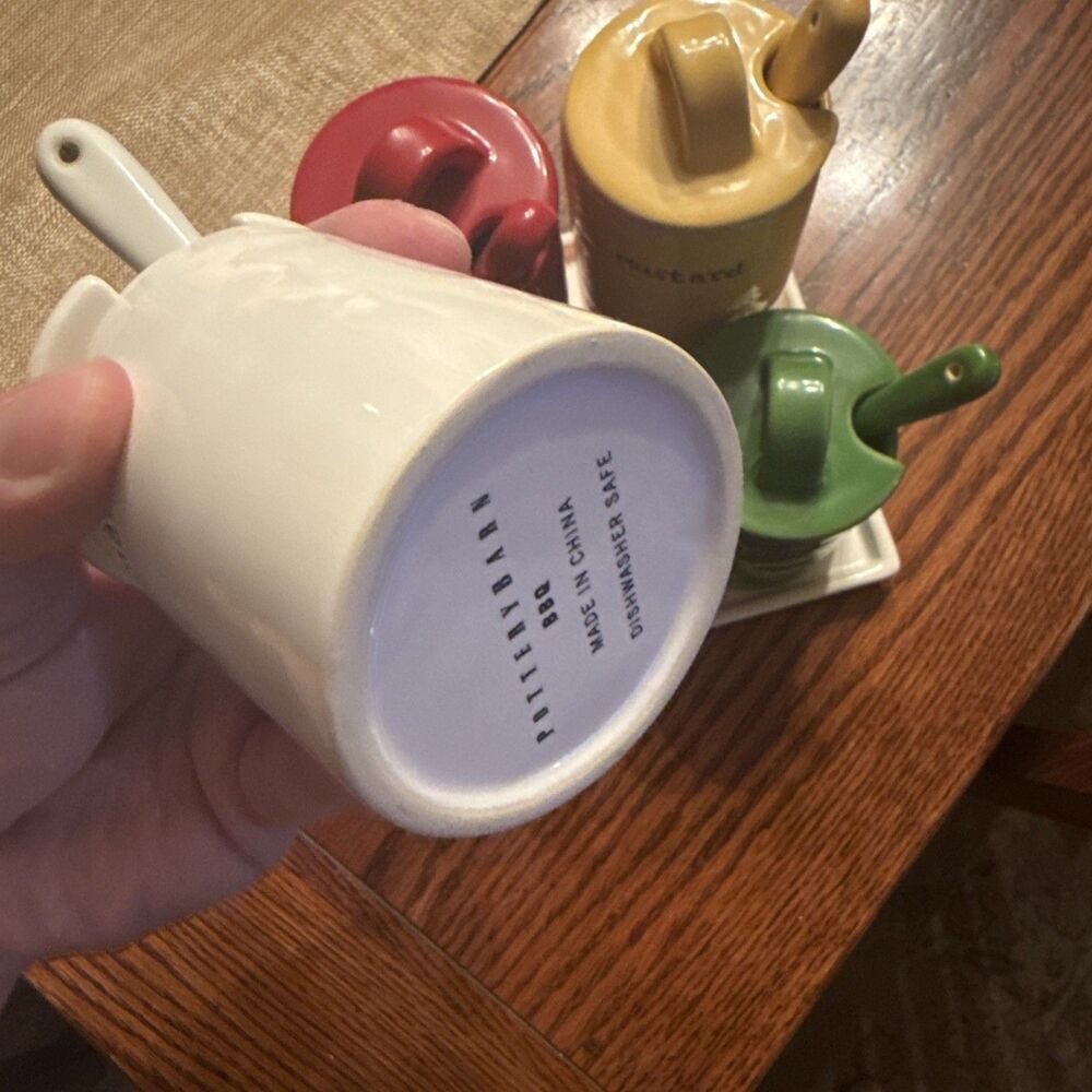 Pottery Barn BBQ Condiment Set with Tray - Ketchup Mustard Mayo Relish - RETIRED - Picture 4 of 4